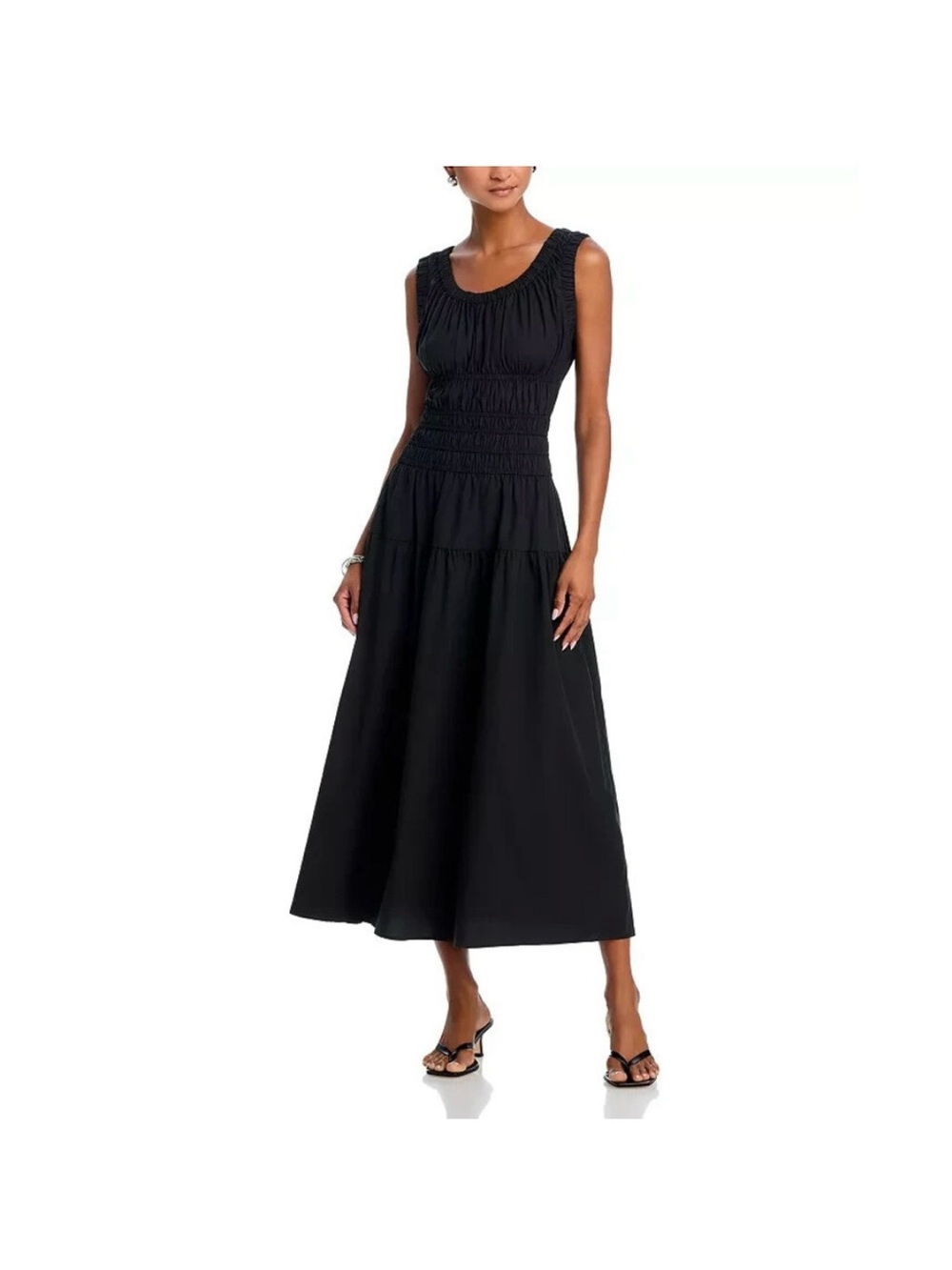 Rails Black Sleeveless Smocked Midi Dress